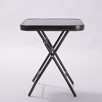 Table d'appoint carrée en verre avec cadre antirouille, table basse pliante avec plateau en verre trempé