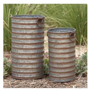 Grandes jardinières galvanisées Pot et jardinière décoratifs pour la maison et le jardin pour la verdure Jardinières décentes avec manche en bois - Product Image 6