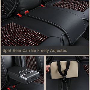 Marcan Pu Leather <b>Car</b> <b>Seat</b> <b>Cover</b> One Front Pcs Wooden <b>Beads</b> <b>Car</b> <b>Seat</b> <b>Covers</b> Black Fine Needlework Green Blue Stitching - Product Image 4