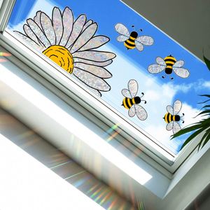 Wholesale Iridescent Static Glass <b>Decals</b> Sunflower Bee <b>Window</b> Stickers for Home Decor Sunlight Inspired Sunflowers - Product Image 5