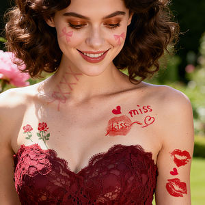 Rouge à lèvres rose imperméable, marque la Saint-Valentin, sexy et sensuel, tatouages temporaires pour femmes, hommes, corps, bras, <span class=keywords><strong>jambes</strong></span>, visage - Product Image 6