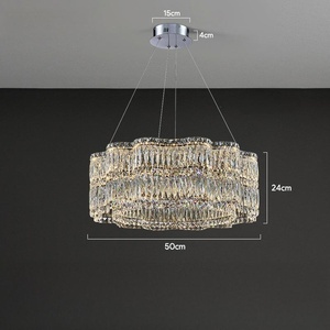 โคมไฟระย้าคริสตัลทรงกลมสีทองแบบทันสมัยโคมไฟทรงรีฐาน E26ทรงสี่เหลี่ยมผืนผ้า - Product Image 5