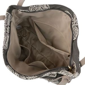 Bolso de mano con bordado de patrones, fibra de poliéster + material de piel de vaca, bolso diario para mujer, bolso de mano de estilo retro - Product Image 5