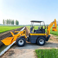 Pengiriman Gratis Bucket Backhoe Loader 4WD Alat Pengangkut Material Pertanian Backhoe Loader Multiguna Perataan Lahan Backhoe Loader Pertambangan