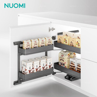 NUOMI LAMBO Panier latéral à 2 niveaux, à fixer sur la porte, sous l'évier, coulissant, porte simple, organisateur de placard de cuisine, panier de rangement