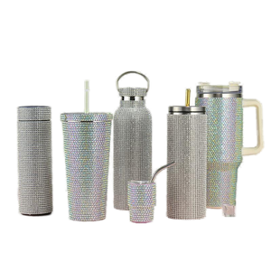 กระติกน้ำสุญญากาศแบบพกพาเก็บความร้อนรักษาอุณหภูมิ6-12ชั่วโมงทำจากสเตนเลสหุ้มเพชรออกแบบได้ตามที่ต้องการ - Product Image 1