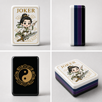 Mahjong en acrylique personnalisable de 160 pièces, motifs Tai Chi noir et or, Joker/Dragon/Tigre, idéal pour les fêtes et les soirées jeux à la maison