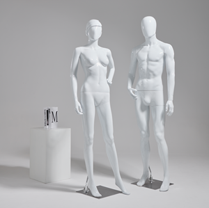 Maniquíes Abstractos Blancos Brillantes para Exhibición <span class=keywords><strong>de</strong></span> <span class=keywords><strong>Ropa</strong></span> y Comercio Minorista, Set Masculino y Femenino para Exhibición <span class=keywords><strong>de</strong></span> <span class=keywords><strong>Ropa</strong></span> en Tiendas - Product Image 2