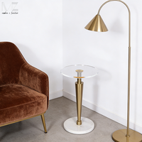 Table d'appoint scandinave Mobilier de maison Base en marbre minimaliste Table basse moderne en acier inoxydable pour le salon