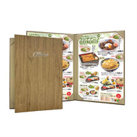Menu personnalisé en cuir grainé bois A4, couverture de menu recto-verso, menus de restaurant avec coins renforcés