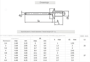 Mở kéo nhôm mù đinh tán vít 4mm đầu tròn kéo ra móng tay trong kích thước m2.4 M3.2 M4 M5 M6 m6.4 - Product Image 2
