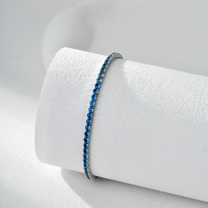 European American Fashion Advanced Sense <b>Cross</b>-Border Tennis Bracelet <b>Men</b> Women S925 Sterling Silver Zircon Trendy Fine - Product Image 2
