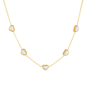 Heart Pearl Gold Plated Stainless Steel Jewelry <b>Set</b> For Women Everyday Wear Bezel Setting O Chain Necklace <b>Bracelet</b> Earrings - Product Image 5