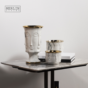<span class=keywords><strong>Vaso</strong></span> di Lusso Merlin Living Placcato in Oro, <span class=keywords><strong>Vaso</strong></span> Decorativo da Tavolo in Ceramica per Fiori, Decorazione per la Casa - Product Image 4