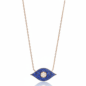 Pendentif Charme Œil en Pierre de Zircon Saphir, Bijoux Artisanaux Turcs en Argent Sterling 925, Vente en Gros - Product Image 2
