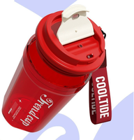 Tasse à eau portable Tritan de 400ml avec couvercle et sangle de transport Impression de logo personnalisé Tasse à café de style sportif créatif Cadeau pratique