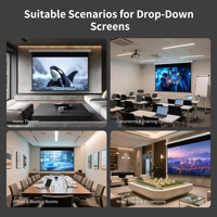 Layar Proyektor Listrik HEYU 4K Sliver Grey ALR untuk Proyektor Jarak Jauh 100 Inci Layar Proyeksi Motorized Home Theater 16:9