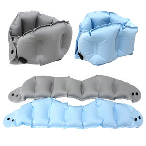 Almohada de viaje en forma de U para el cuello, inflable, portátil, gris claro y azul claro, 28x24x10cm, para viajes de negocios en avión - Product Image 2