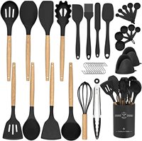 Juego de utensilios de cocina, espátula de silicona con mango de madera, 11 Uds., gran oferta, 2022
