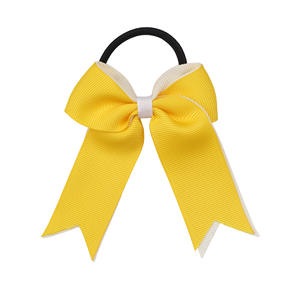 Lazos para el Cabello Grandes Bicolor Hechos a Mano para Adolescentes, Niñas, Sóftbol, Animadoras, Deportes - Azul Bosque/Amarillo, Decoración Suave para la Cabeza - Product Image 5