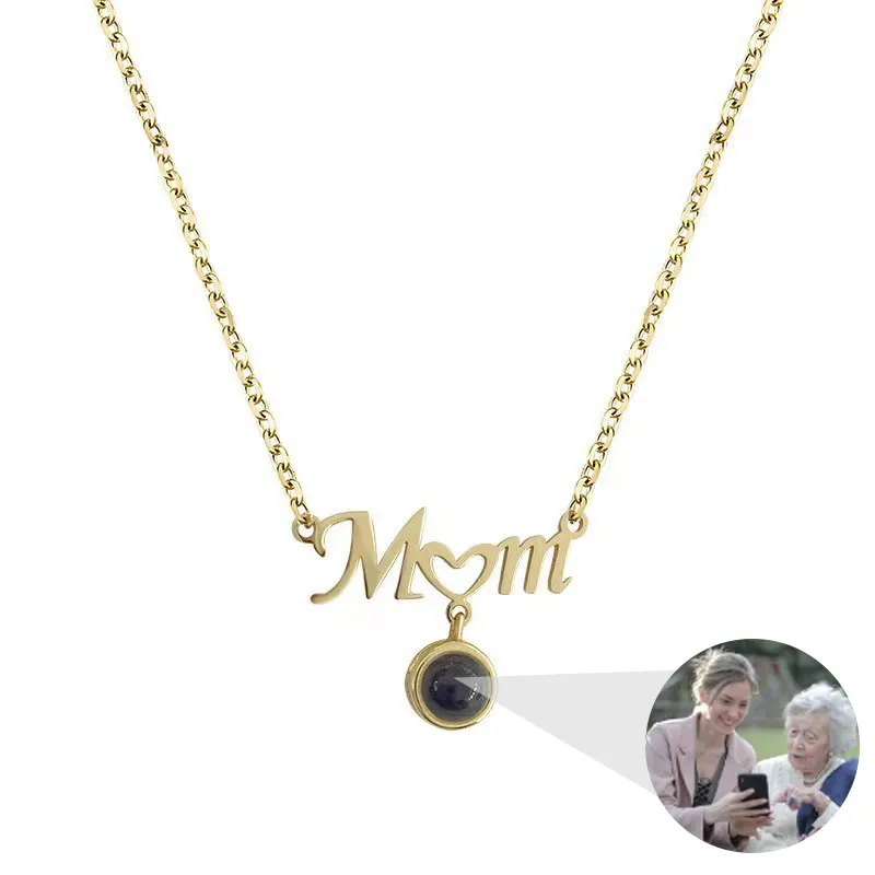 Mother 'S Day Ketting Ik Hou Van Je Moeder Ketting 100 Talen Projectie Hanger Hart Moeder Sieraden Cadeau Voor Vrouwen Mama