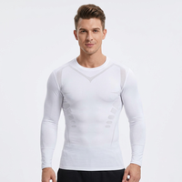 Chemise de compression à manches longues pour homme Freandy Sports Premium, séchage rapide, spandex, polyester, haut de sport avec logo sur le devant