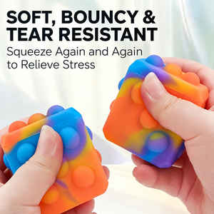 Colorful Silicone Squishy Cube with Raised Bumps Soft Squeeze Sensory Fidget <b>Toy</b> for Stress Relief and <b>Desk</b> Play - Product Image 2