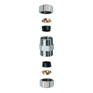 Raccordo doppio cromato con cono in gomma singolo 3/4" x 22 per impianti idraulici in rame - Product Image 1