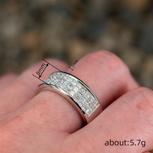 T0539 Anello con Diamante Taglio Principessa in Oro Bianco, Fede Nuziale Classica da Donna, Diamanti Naturali Colore D - Product Image 4