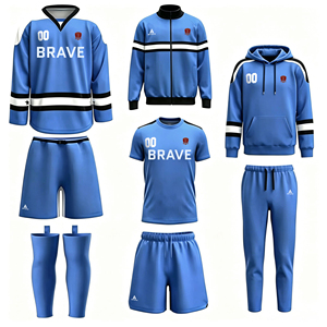 Vêtements de sport européens personnalisés assortis, ensemble de maillots de hockey sur glace en polyester à manches longues pour hommes, pour équipe - Product Image 1