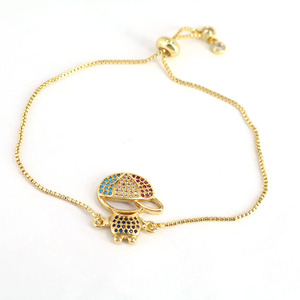 BC1262 Fashion <strong>Gold</strong> Plated Brass CZ Micro Pave Wrist Children Adjustable <strong>Bracelet</strong> <strong>Boys</strong> and Girls Charm Kids Chain <strong>Bracelet</strong> - Product Image 6