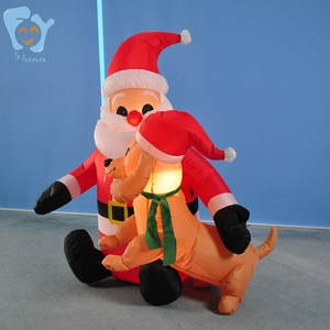 4 pies 1,2 m Iluminado Patio Césped Bajos Decoraciones navideñas al aire libre Inflable Papá Noel y perro - Product Image 3