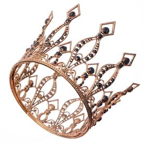 2020 nuovo Oro Dei Capelli di Cerimonia Nuziale nero Barocco Vintage di Cristallo Diademi Corone Per Le Donne Perla Da Sposa Fatto A Mano Rotonda Corone Capelli - Product Image 6