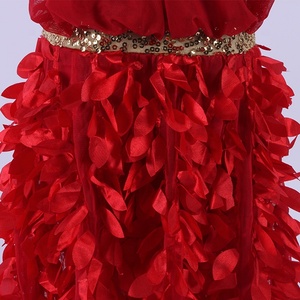 Rojo sin mangas vestidos de las niñas niño salón Latina Fring sólido color desgaste de la danza para niñas - Product Image 5