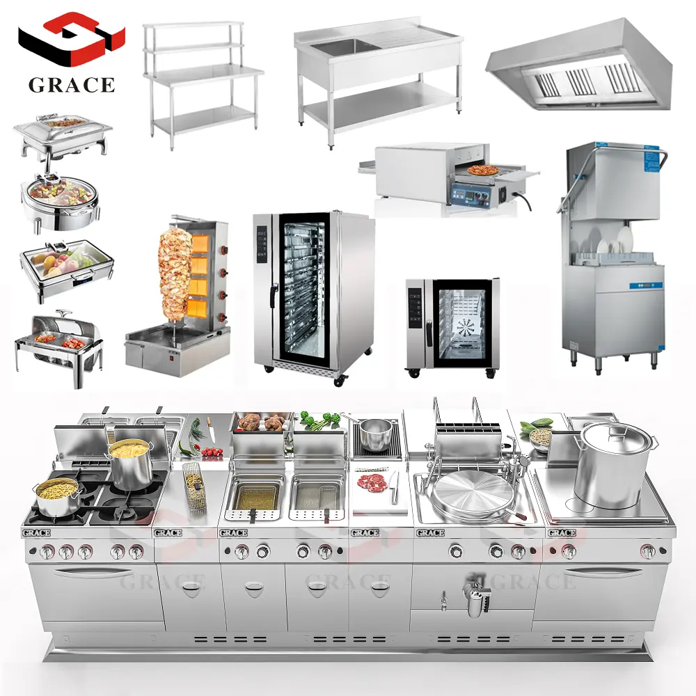 기타 호텔 레스토랑 공급 업체 헤비 듀티 해산물 뷔페 가스 스토브 주방 요리 세트 상업용 레스토랑 장비