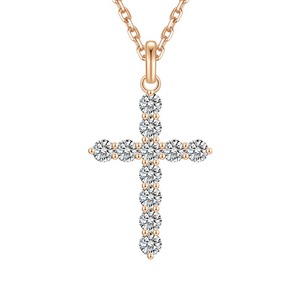 Collier choker croix scintillante SGARIT personnalisé entièrement pavé, or blanc, rose et jaune 18 carats, diamants de laboratoire, certificat IGI, pour femme - Product Image 4