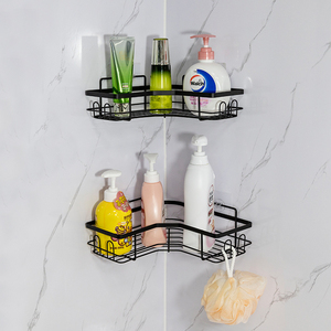 Support d'angle moderne sans trou pour trépied de salle de bain étagères de lavage support de shampoing en métal étagères triangulaires pour mur pour stockage d'épices - Product Image 4