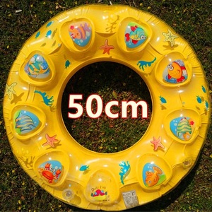 Anillo de natación con doble airbag grueso, flotador inflable de color sólido para uso en piscinas para niños, patrón aleatorio multicolor - Product Image 2