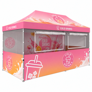 Tente de réception pliable en PVC imperméable avec logo personnalisé pour événements extérieurs, salons professionnels, marchés aux produits - Marquee rose orange - Product Image 1