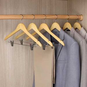 Solid <b>Wood</b> Clothes Hanger Set Natural Color Non Slip <b>Coat</b> And Trouser Hanger Home Hotel Use - Product Image 3