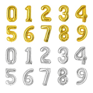 Palloncini in Alluminio Ecologici con Numeri da 0 a 9, 16/32/40 Pollici, Oro e Argento, per <span class=keywords><strong>Compleanni</strong></span>, San Valentino, Lauree - Product Image 3