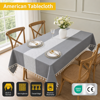 Nappe Aodu gris ardoise avec chemin de table intégré, motif chevrons, bord à franges, rectangulaire, pour décoration de salle à manger, vente en gros usine