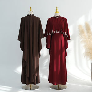 Abaya <span class=keywords><strong>pour</strong></span> femmes Dubaï en viscose ornée de luxe, cape de <span class=keywords><strong>mariage</strong></span>, cape arabe, ensemble de robe musulmane <span class=keywords><strong>pour</strong></span> femmes, Ramadan EID 2026 - Product Image 4