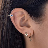 Accepter Boucles d'oreilles goutte personnalisées Blue Eye Design en argent 925 et plaqué or 18 carats Bijoux à clip d'oreille tendance pour filles