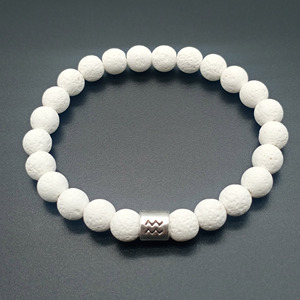Bracelet Vintage en Agate de Lave Blanche de 8mm Prix Usine 12 Zodiaque <span class=keywords><strong>Horoscope</strong></span> Perles Brillantes Bracelet pour Femmes Hommes Signe Étoile Cadeau Extensible - Product Image 5