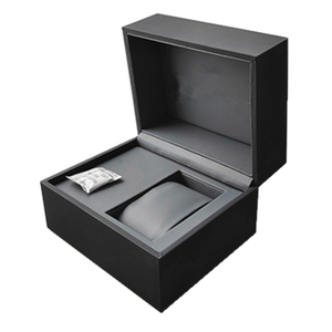 Caja de Reloj Cuadrada Negra de Papel con Tapa - Product Image 2