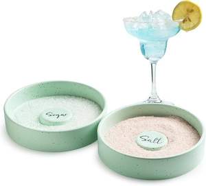 Ensemble de 2 semelles de sel de margarita en céramique avec couvercle Accessoires de bar à la maison pour assaisonnement - Product Image 1