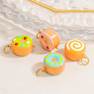 Colgantes de donuts temáticos, dijes de joyería de acero inoxidable para mujer, accesorio de regalo PJ91699 - Product Image 3