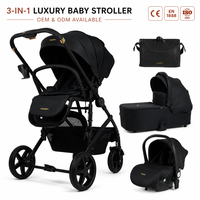 Poussette Bébé 3 en 1 de Luxe, Système de Voyage Pliable avec Siège Auto, Fabrication d'Usine
