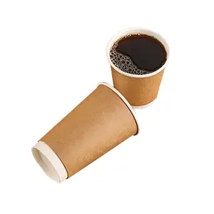 Disposable coffee and milk tea double-layer paper cup, anti scalding hollow cup, thickened kraft paper hot drink cup